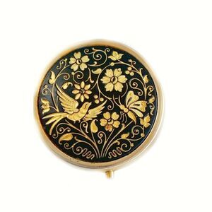 Vintage damascene dove flower pill box-needs work